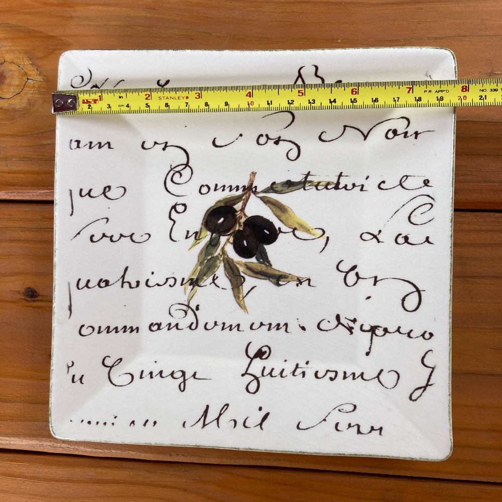 Williams Sonoma Square Olive Print Plate Made in Portugal - Picture 3 of 4